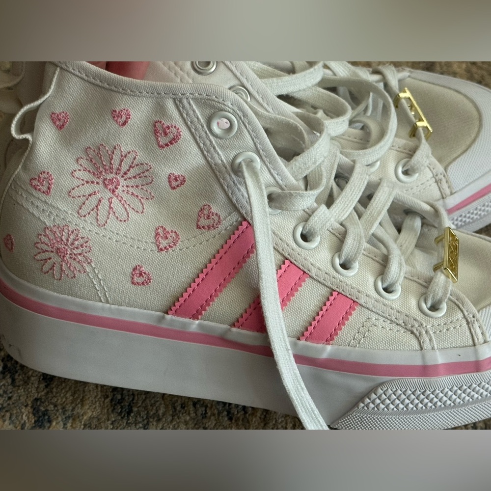 Adidas girls platform hi tops